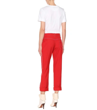Shop Chloé Wool-blend Straight-leg Trousers In Red