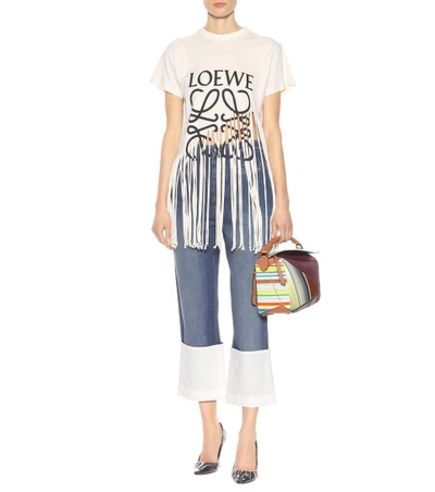 Shop Loewe Fringe Cotton And Silk T-shirt