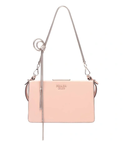 Shop Prada Leather Shoulder Bag In Pink