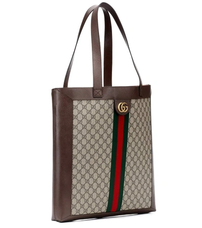 Shop Gucci Ophidia Gg Supreme Large Tote In Brown