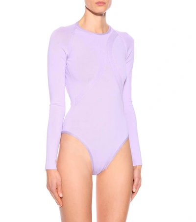 Shop Roberto Cavalli Jersey Bodysuit In Purple