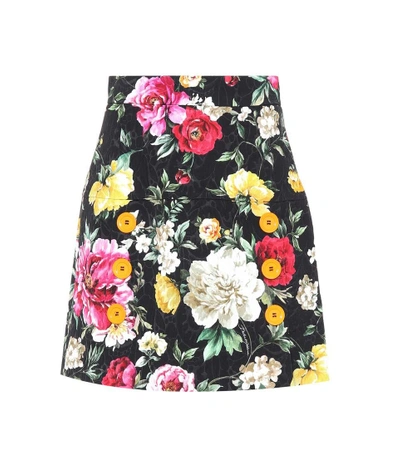 Shop Dolce & Gabbana Floral Jacquard Miniskirt In Multicoloured