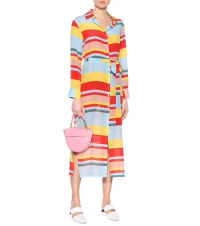 Shop Asceno Striped Silk Shirt Dress In Multicoloured