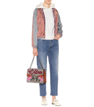 Shop Gucci Embellished Satin Bomber Jacket In Female