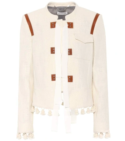 Shop Altuzarra Avenue Leather-trimmed Cotton Jacket In Beige