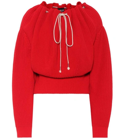 Shop Calvin Klein 205w39nyc Ribbed Cotton Sweater In Red