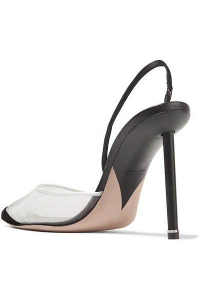 Shop Alexander Wang Alix Suede And Leather-trimmed Mesh Slingback Pumps
