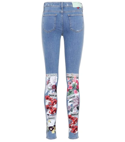 Shop Off-white Flower Skinny Jeans In Blue