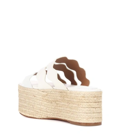 Shop Chloé Lauren Leather Platform Sandals In White