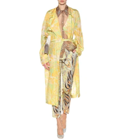 Shop Dries Van Noten Floral-printed Silk Dress In Yellow