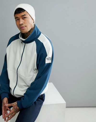 Shop The North Face 1990 Staff Full Zip Fleece In Off White/blue - White