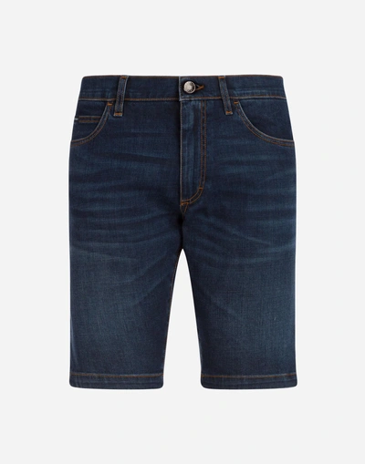 Shop Dolce & Gabbana Stretch Jean Shorts In Blue