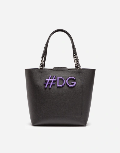 Shop Dolce & Gabbana Beatrice Shopping Bag In Soft Dauphine Calfskin In Black