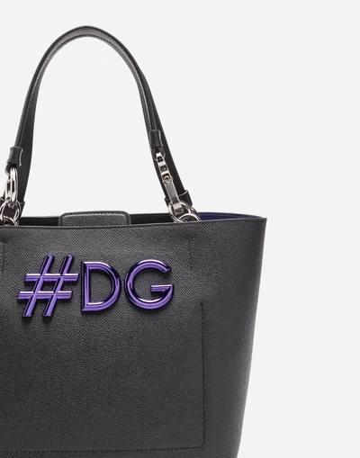 Shop Dolce & Gabbana Beatrice Shopping Bag In Soft Dauphine Calfskin In Black