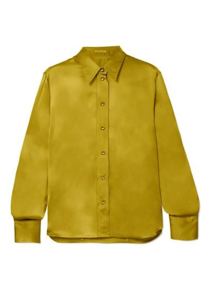 Shop Bottega Veneta Washed Silk-satin Shirt In Mustard