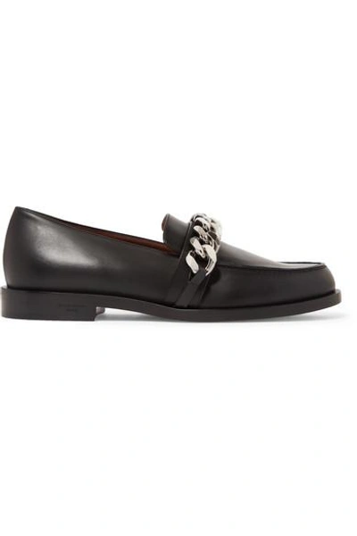 Shop Givenchy Chain-trimmed Leather Loafers In Black