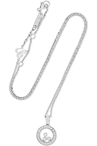 Shop Chopard Happy Diamonds 18-karat White Gold Diamond Necklace