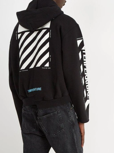 Off-white Temperature Hooded Cropped Cotton Sweatshirt In Black | ModeSens