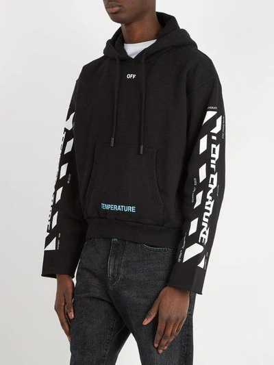 Off-white Temperature Hooded Cropped Cotton Sweatshirt In Black | ModeSens