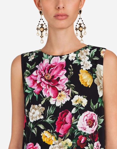 Shop Dolce & Gabbana A-line Dress In Printed Cady In Black