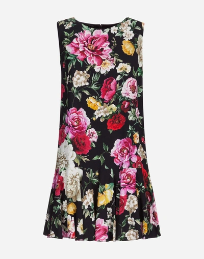 Shop Dolce & Gabbana A-line Dress In Printed Cady In Black