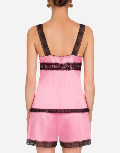 Shop Dolce & Gabbana Silk Lingerie Top In Pink