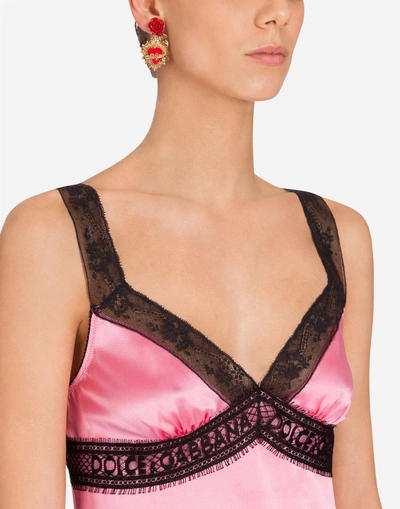 Shop Dolce & Gabbana Silk Lingerie Top In Pink