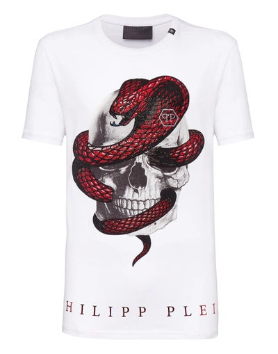 Shop Philipp Plein T-shirt Round Neck Ss "strass Snake"
