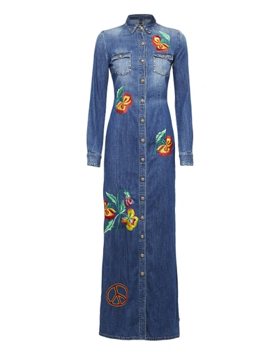Shop Philipp Plein Denim Shirt Dress "asiatic Lily"