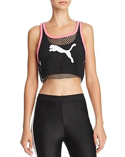 Shop Fenty X Puma Fenty Puma X Rihanna Cropped Mesh Tank In Black