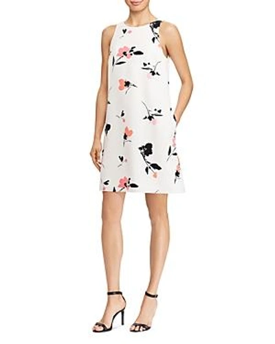 Shop Ralph Lauren Lauren  Petites Floral Crepe Dress In Cream/peach/multi