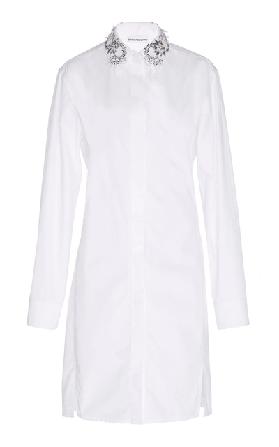 Shop Rabanne Embroidered Shirt Dress In White