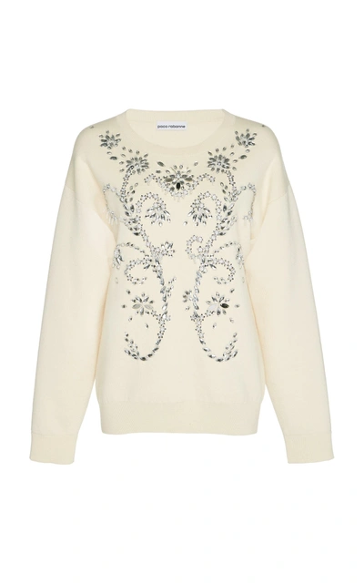 Shop Paco Rabanne Embroidered Wool Sweater In White