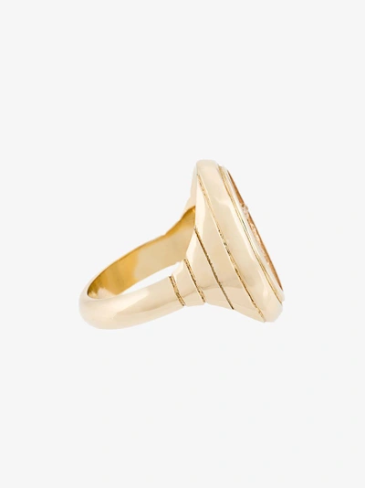 Shop Retrouvai 14k Yellow Gold Flying Pig Signet Ring In Metallic