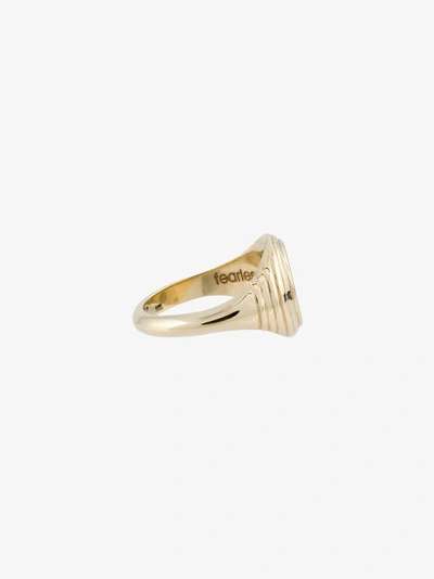 Shop Retrouvai 14k Yellow Gold Lion Signet Ring In Metallic