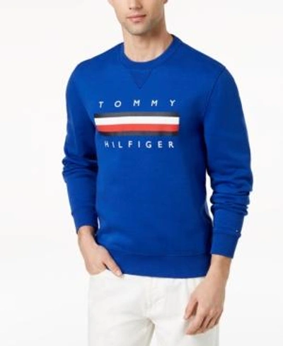 Shop Tommy Hilfiger Men's Graphic-print Logo Sweatshirt, Created For Macy's In Surf Blue