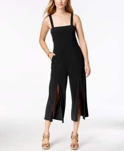 Shop Love Scarlett Petite Split-hem Cropped Jumpsuit, Created For Macy's In Black