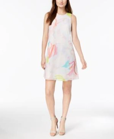 Shop Calvin Klein Trapeze Dress, Regular & Petite Sizes In Blush Multi