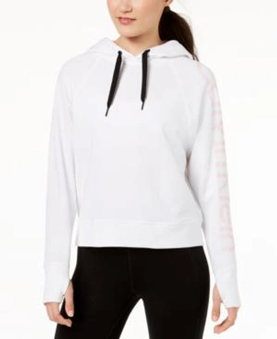 Shop Calvin Klein Performance Relaxed Logo Hoodie In White