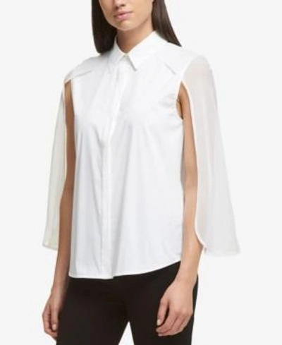 Shop Dkny Cape Shirt In White