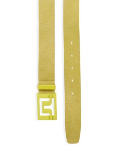 Shop J. Lindeberg Slater Brushed Leather Belt In Yellow