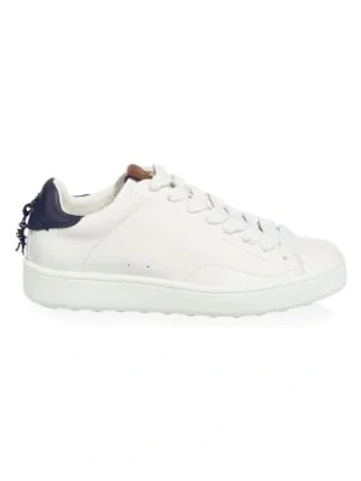 Shop Coach Leather Lace-up Low Top Sneakers In White Petal