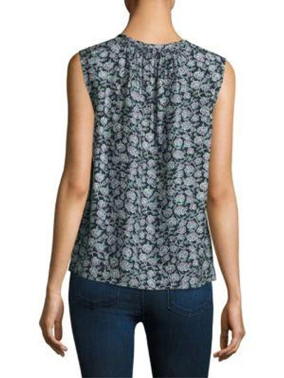 Shop Rebecca Taylor Floral Silk Top In Black Combo