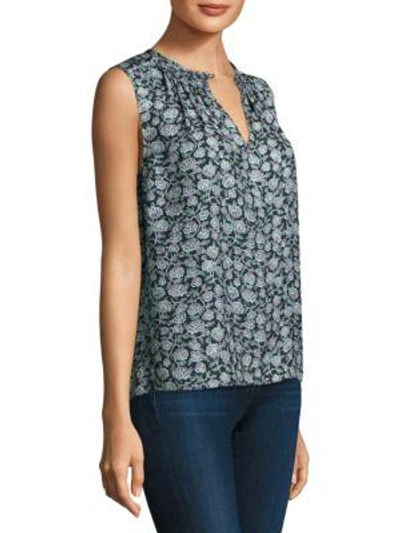 Shop Rebecca Taylor Floral Silk Top In Black Combo