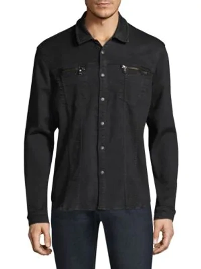 Shop John Varvatos Denim Shirt Jacket In Dark Grey