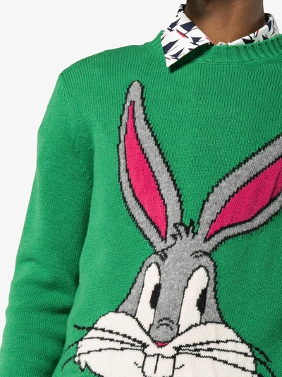 Shop Gucci Bugs Bunny Guccy Knitted Wool Sweater In Green