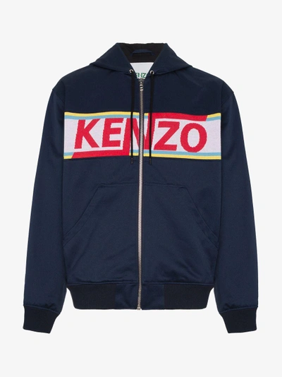 Shop Kenzo Kapuzenpullover Mit Logo-print In Blue