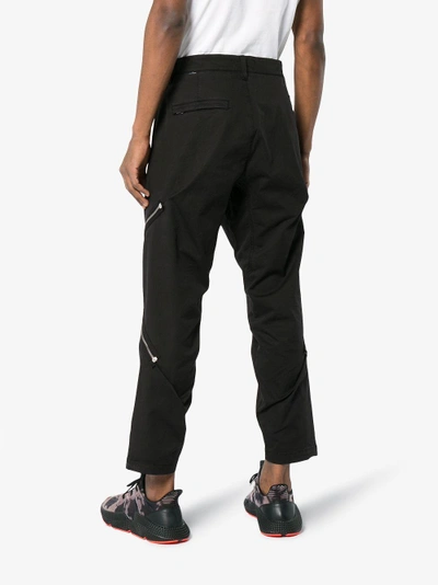 Shop Stone Island Shadow Project Zip Detail Trousers In Black