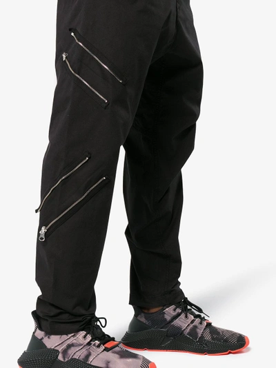 Shop Stone Island Shadow Project Zip Detail Trousers In Black