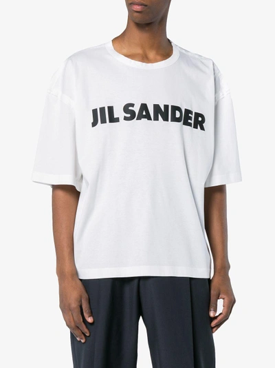 Shop Jil Sander Oversized Logo-print Cotton T-shirt In White